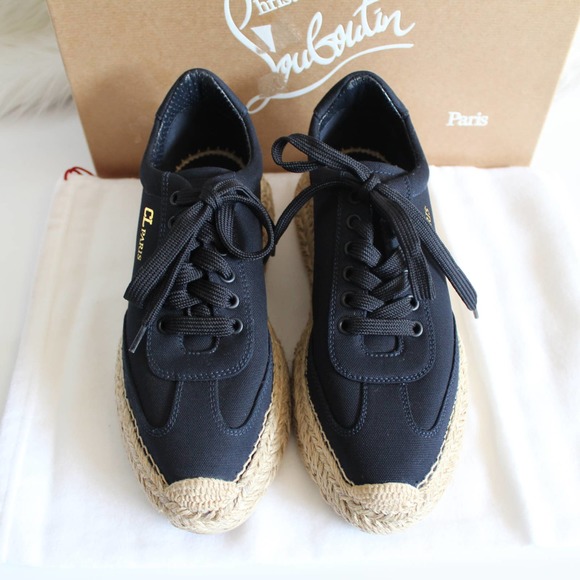 Christian Louboutin Espasneak Navy Canvas Low-Top Espadrille Sneakers - Picture 4 of 16